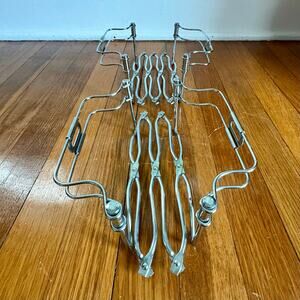 Vintage 1970s Accordion Metal Pot Holders Folding Trivet Hot Plate Set